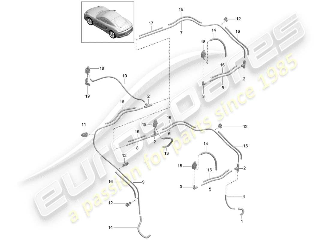 porsche 2015 (981 cayman) système de vide schéma des pièces