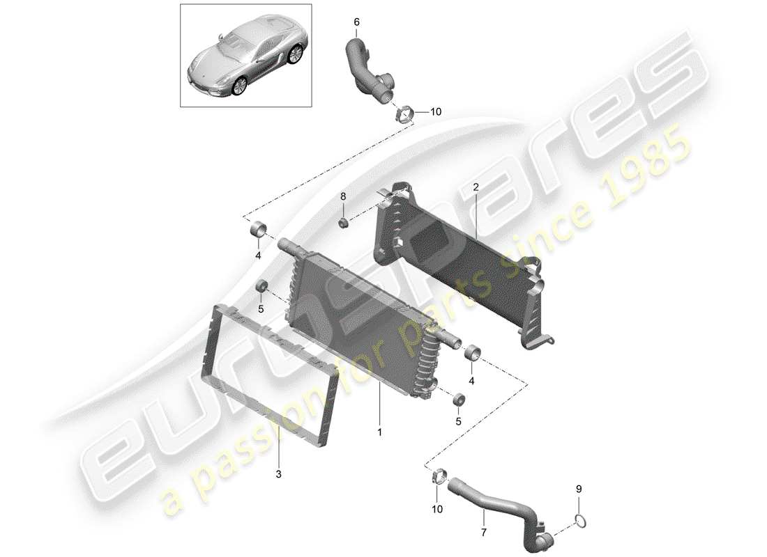 porsche 2015 (981 cayman) schéma des pièces du radiateur