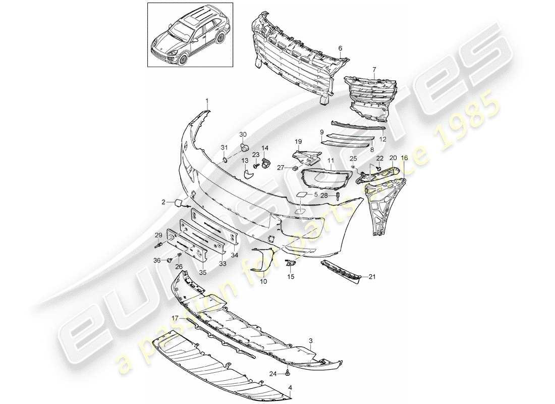 porsche 2012 (cayenne e2 92a) garniture schéma des pièces