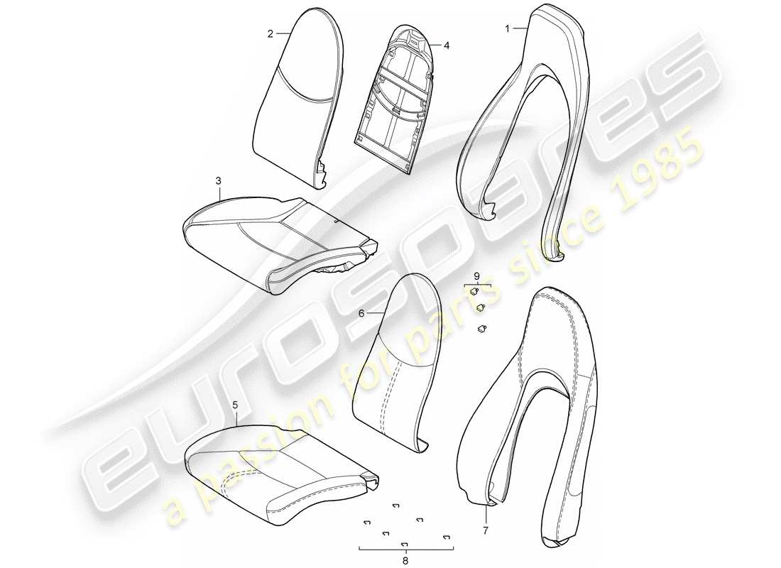 porsche 2005 (987 boxster) pièce en mousse diagramme des pièces