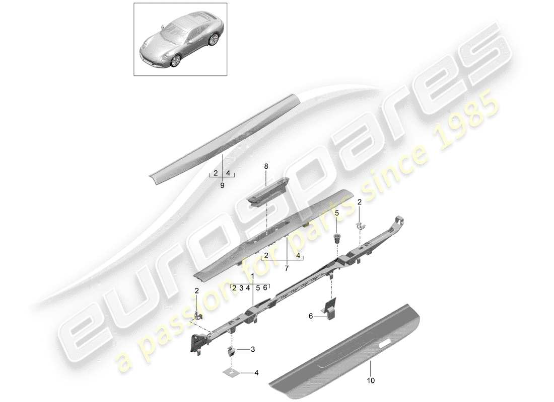 porsche 2020 (991-2) garniture schéma des pièces