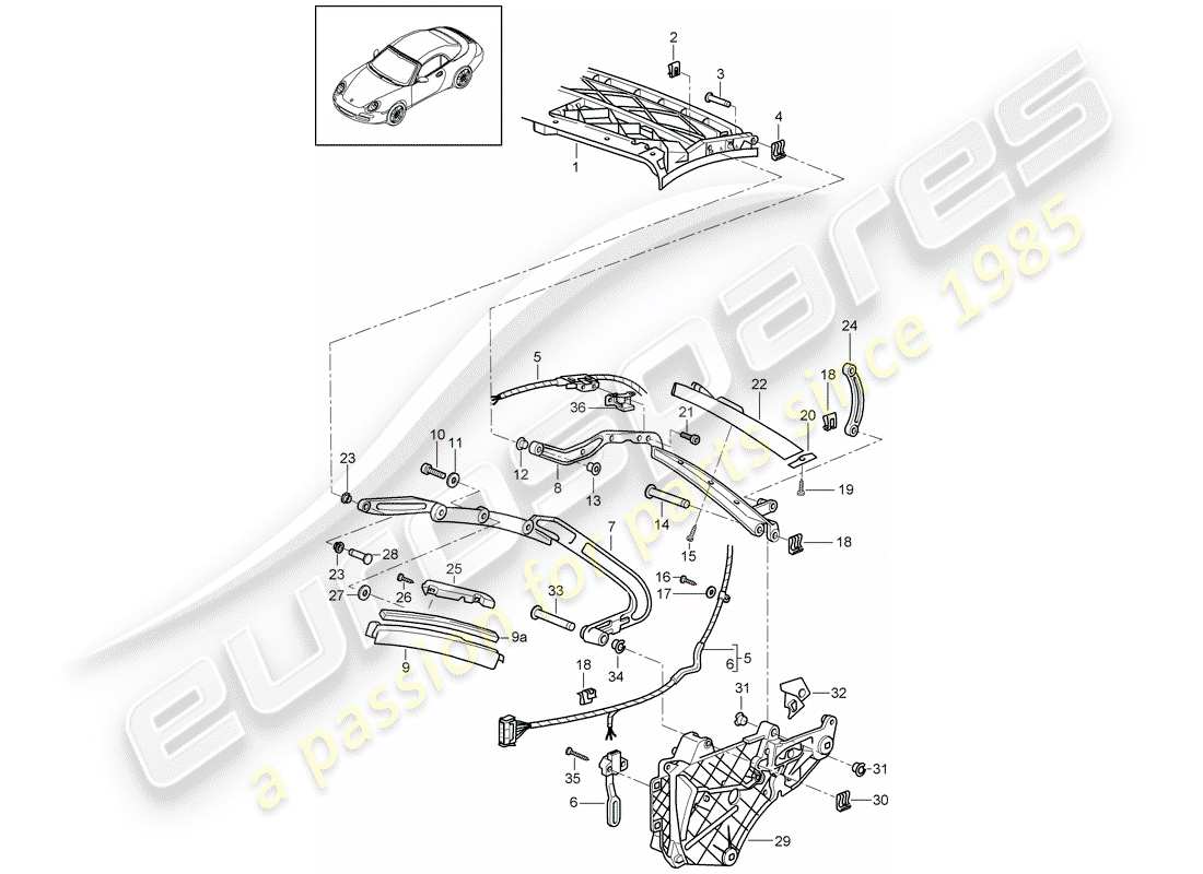 porsche 2010 (997-2) cadre supérieur schéma des pièces
