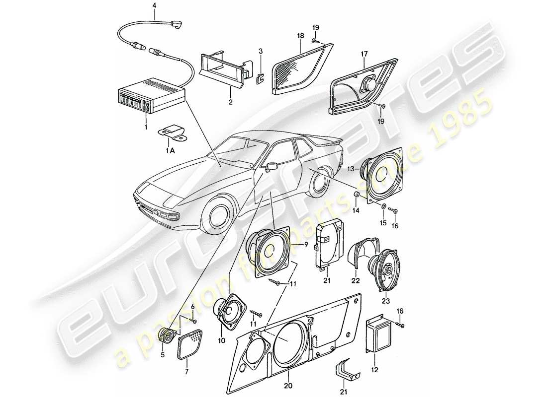 porsche 1991 (944) pour - système de son schéma des pièces