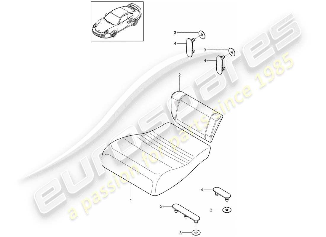 porsche 2011 (997-2 turbo / gt2 rs) coussin de siège arrière schéma des pièces