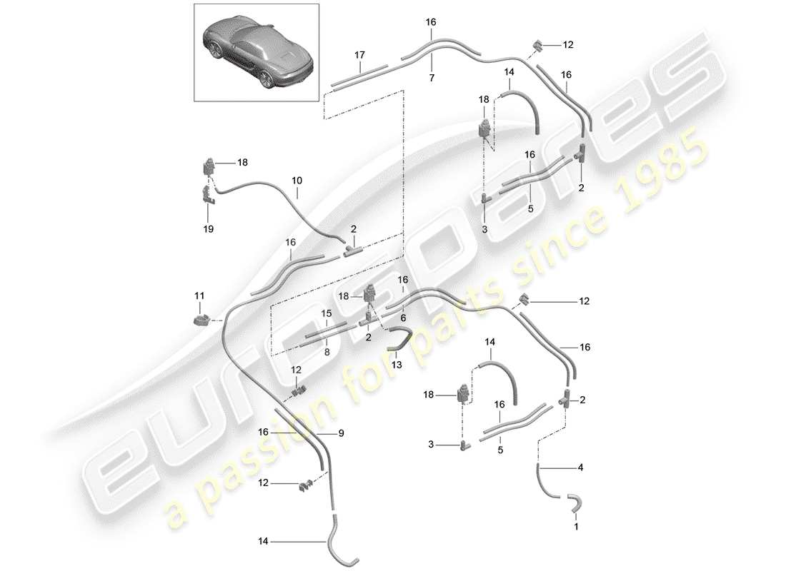 porsche 2014 (981 boxster) système de vide schéma des pièces