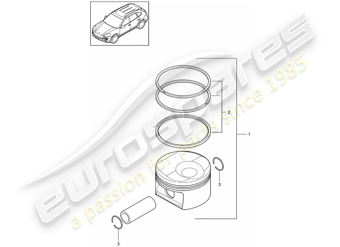 porsche 2012 (cayenne e2 92a) piston schéma des pièces