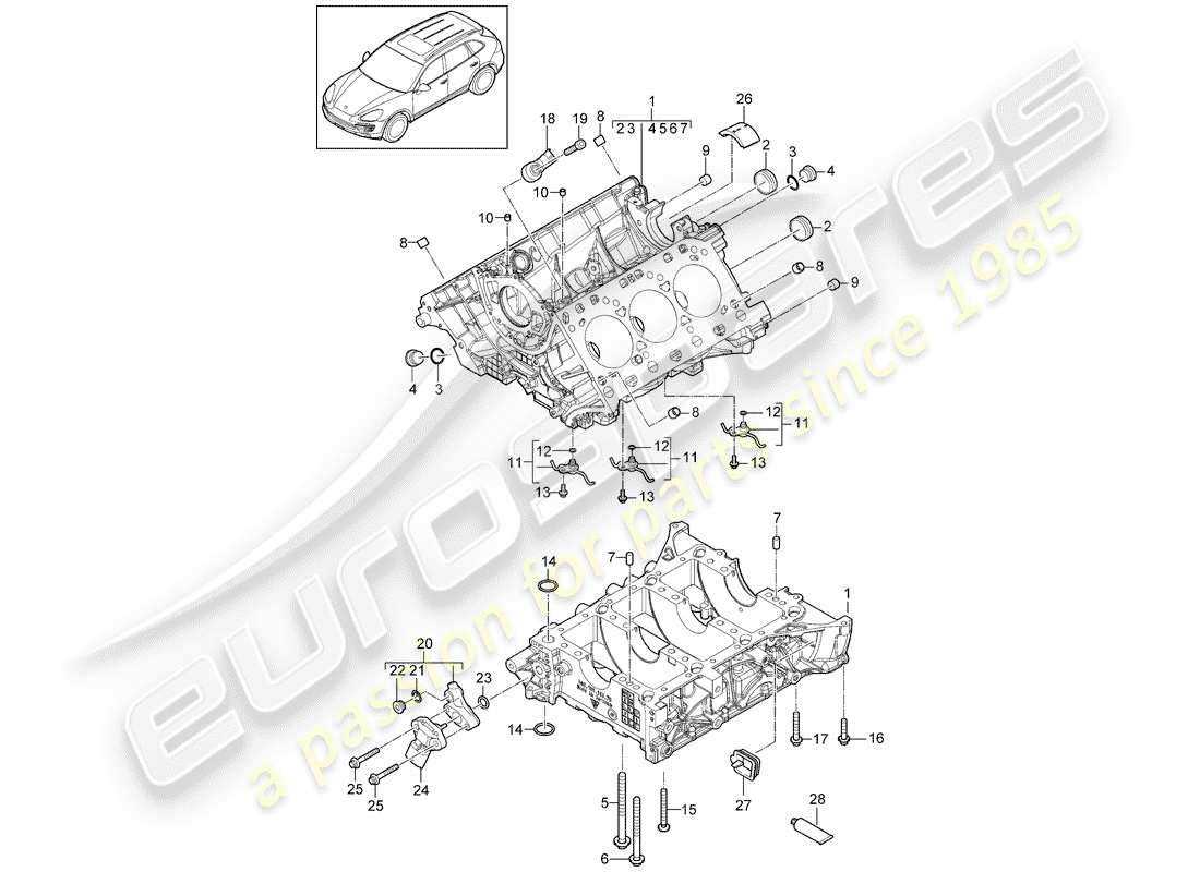 porsche 2014 (cayenne e2 92a) carter schéma des pièces