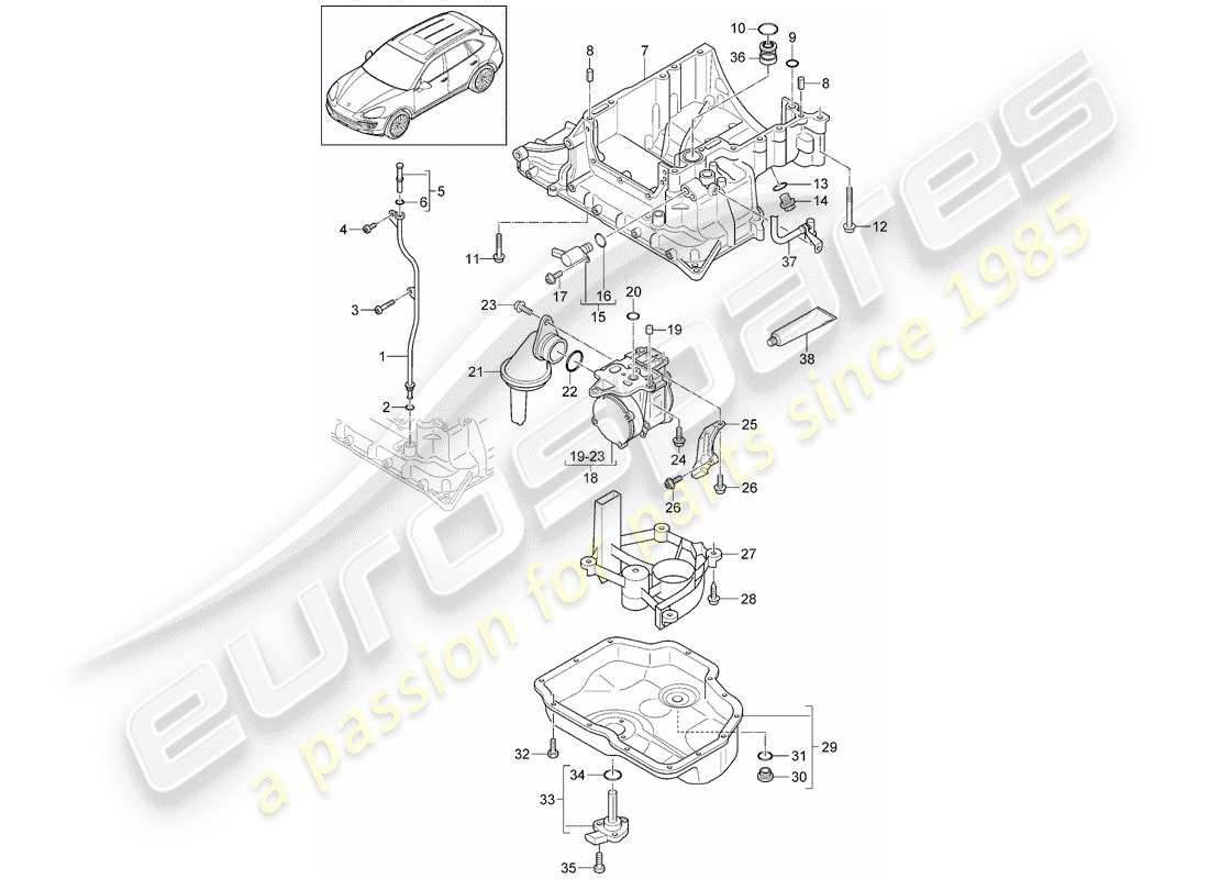 porsche 2012 (cayenne e2 92a) boîtier conducteur d'huile schéma des pièces