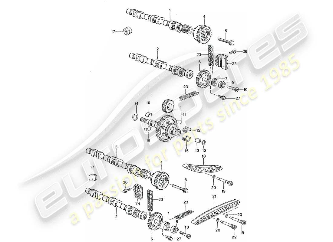 porsche 2002 (996 gt3) commande de soupape schéma des pièces