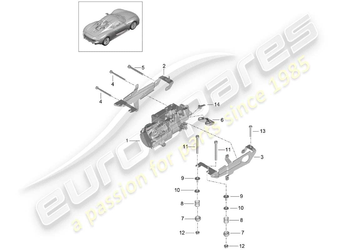 porsche 2015 (918 spyder) diagramme des pièces du compresseur