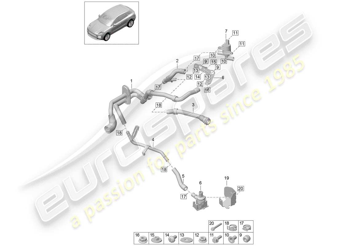 porsche 2019 (macan) schéma des pièces du chauffage