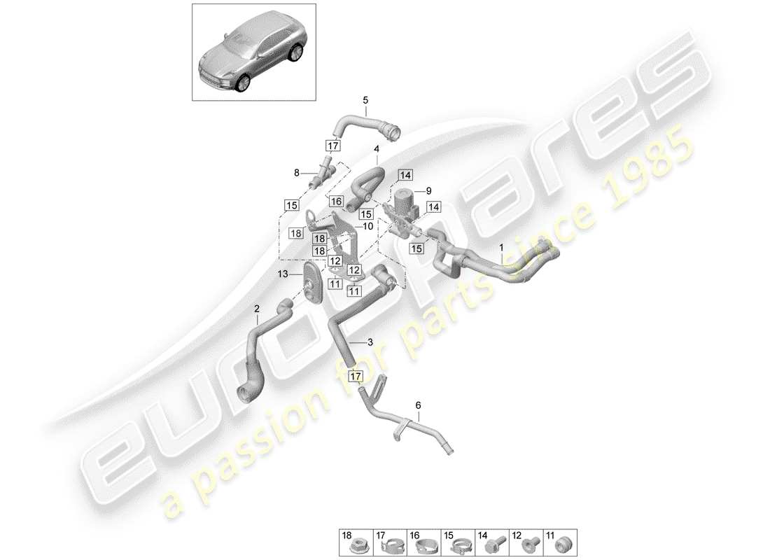 porsche 2019 (macan) schéma des pièces du chauffage