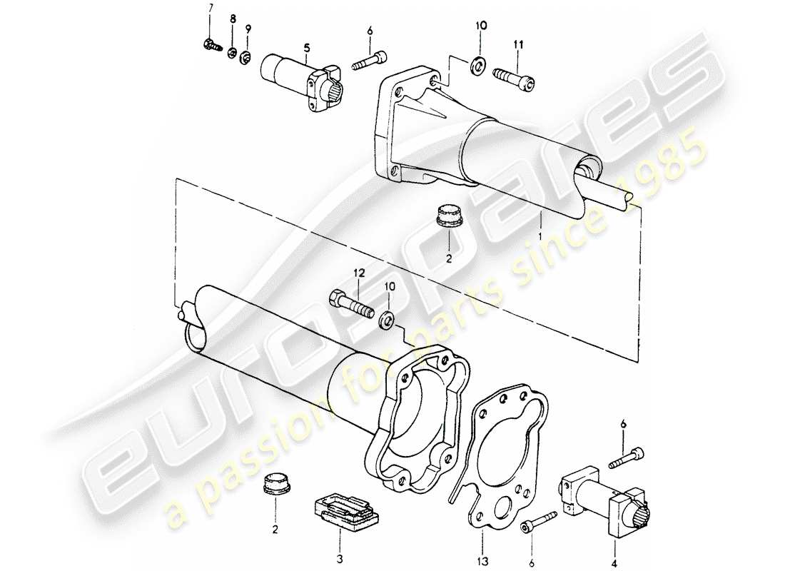 porsche 1991 (964) tube central schéma des pièces