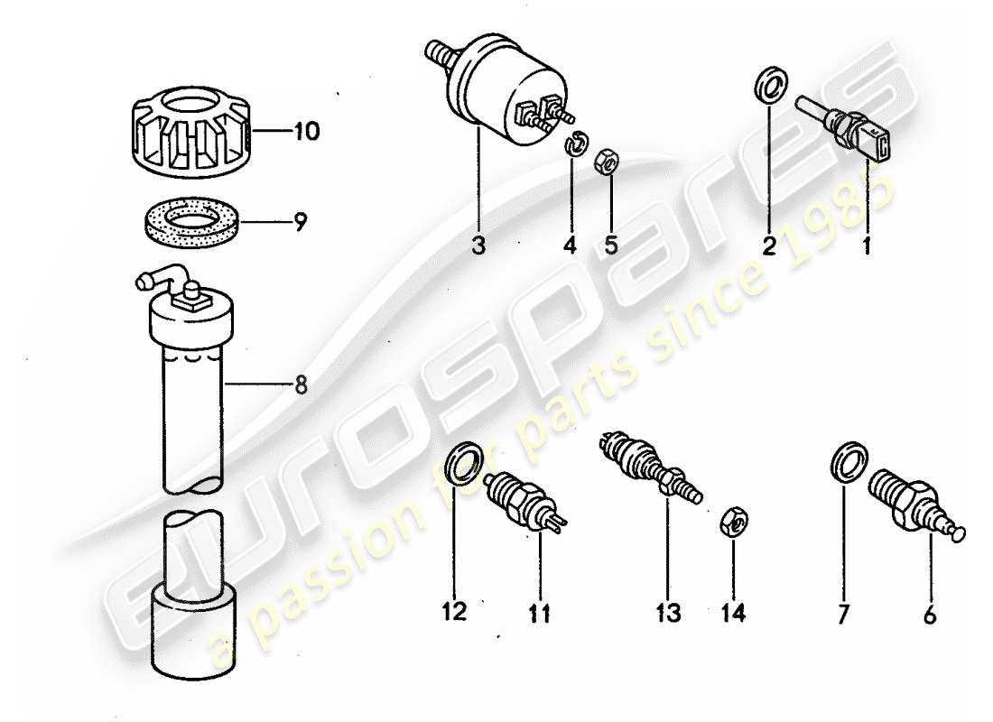un schéma de pièces du catalogue de pièces porsche 1994 (968)