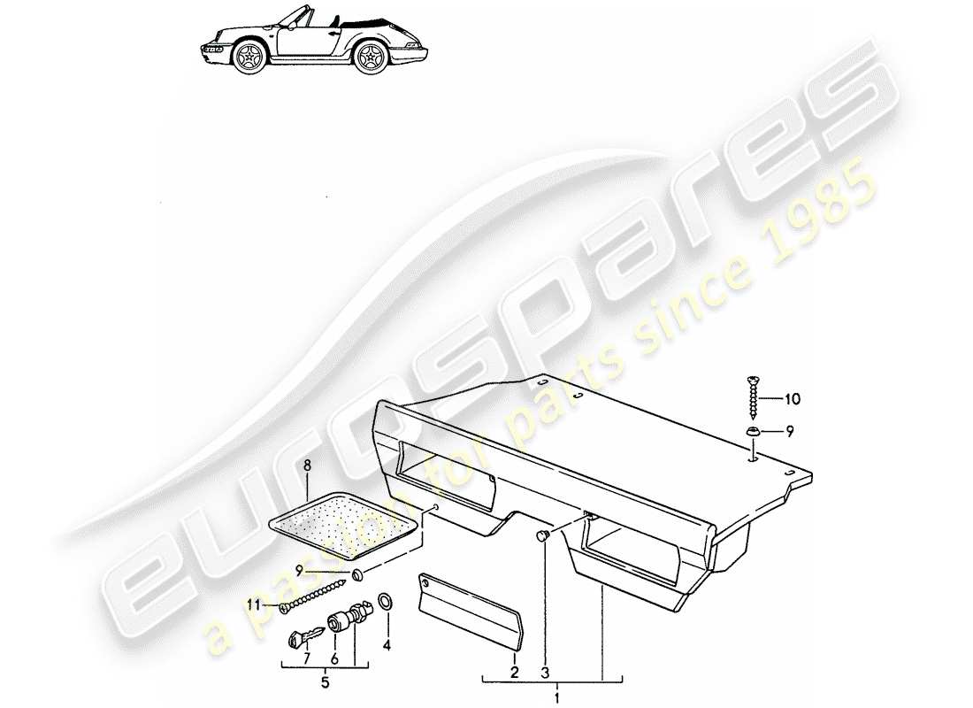 un schéma de pièces du catalogue de pièces porsche 1986 (seats for 944/968/911/928)