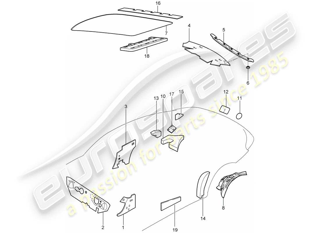 un schéma de pièces du catalogue de pièces porsche 997