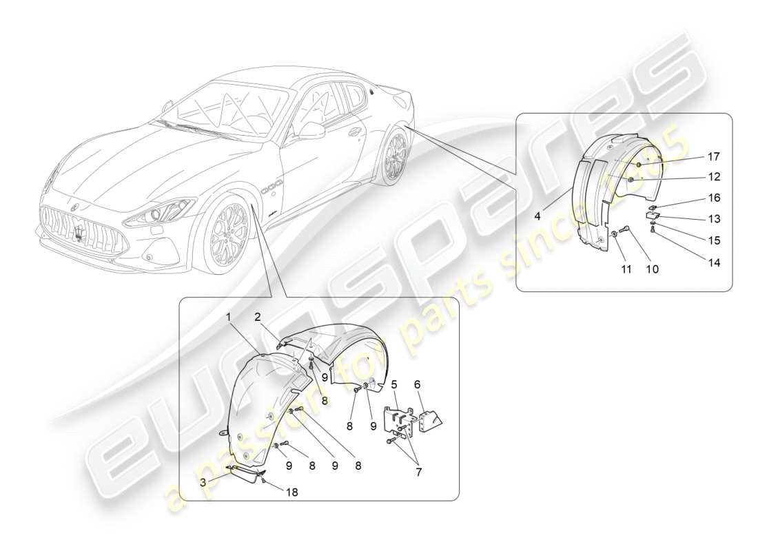 maserati granturismo s (2019) schéma des pièces de la timonerie et des couvercles