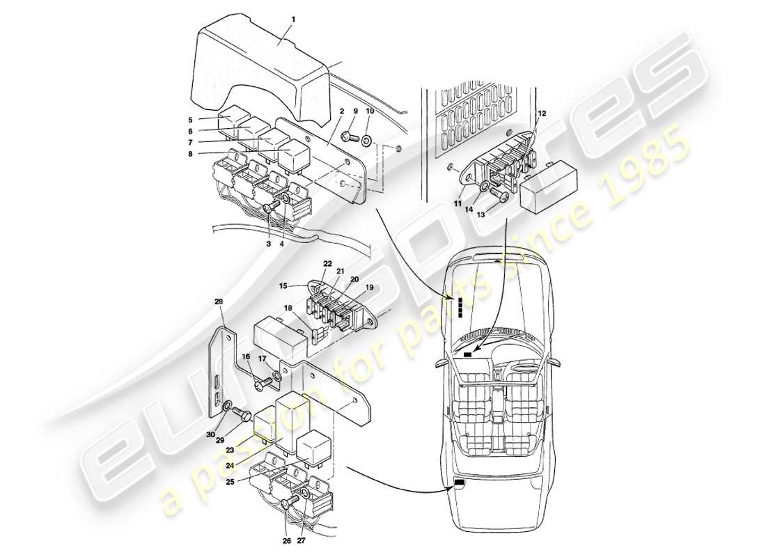 aston martin v8 volante (1999) relais, vin 89027 sur le diagramme de pièce