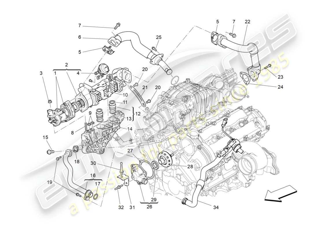 maserati qtp 3.0 tds v6 275hp (2015) schéma des pièces du système de recirculation des vapeurs d'huile