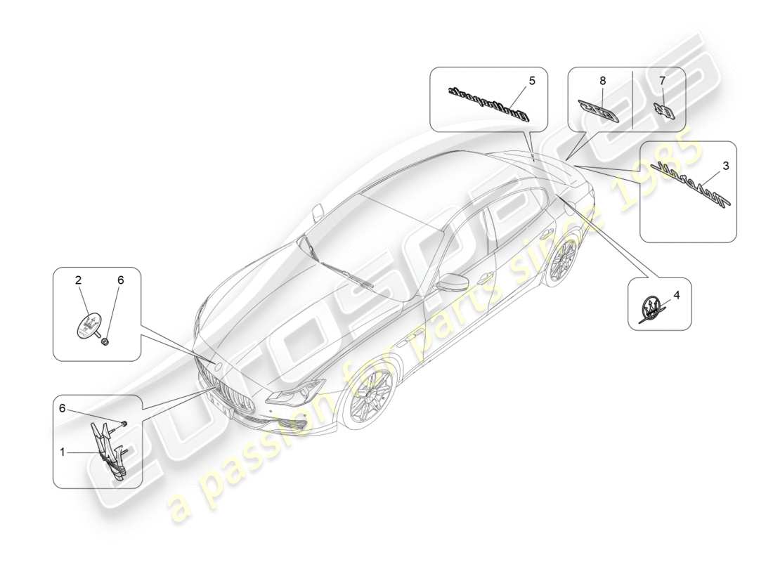 maserati qtp 3.0 bt v6 410hp (2014) diagramme des pièces des garnitures, marques et symboles