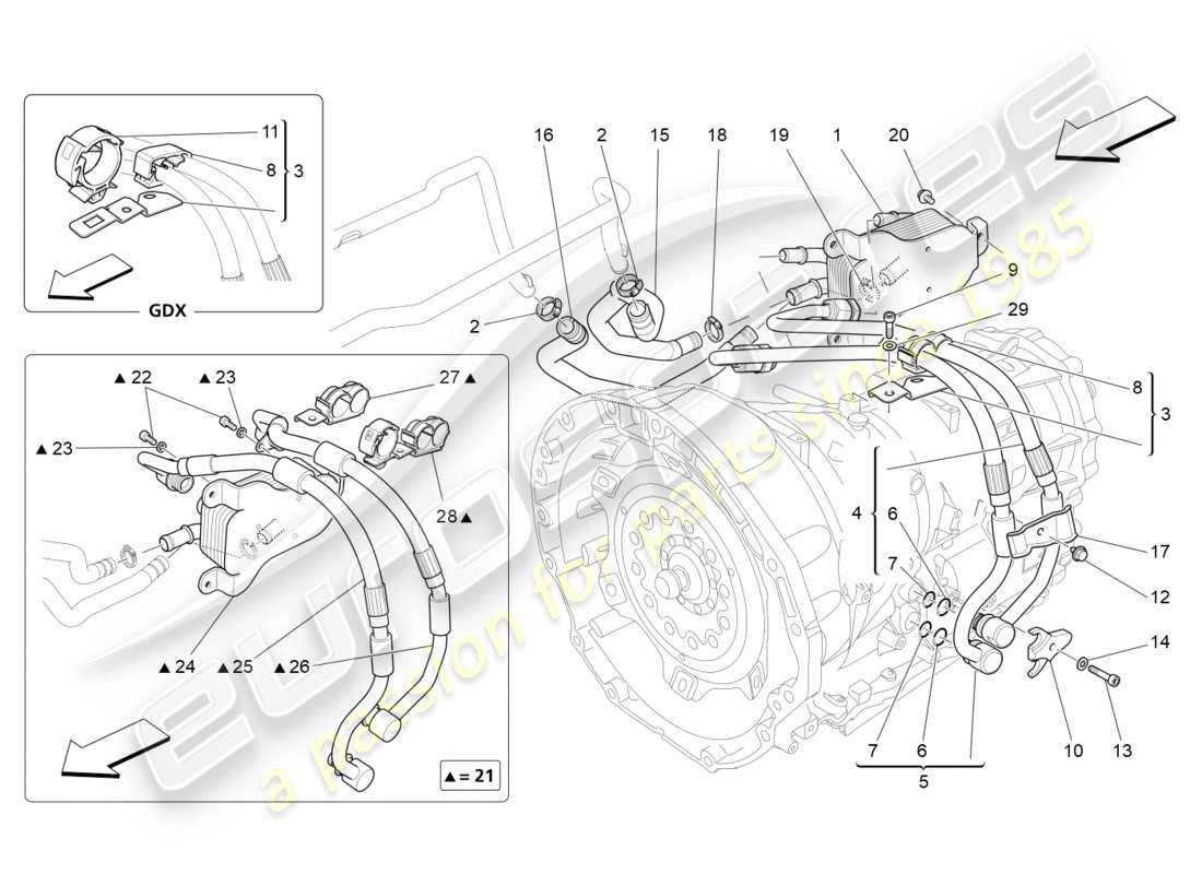 maserati qtp 3.0 bt v6 410hp (2014) schéma des pièces de lubrification et de refroidissement de l'huile de boîte de vitesses