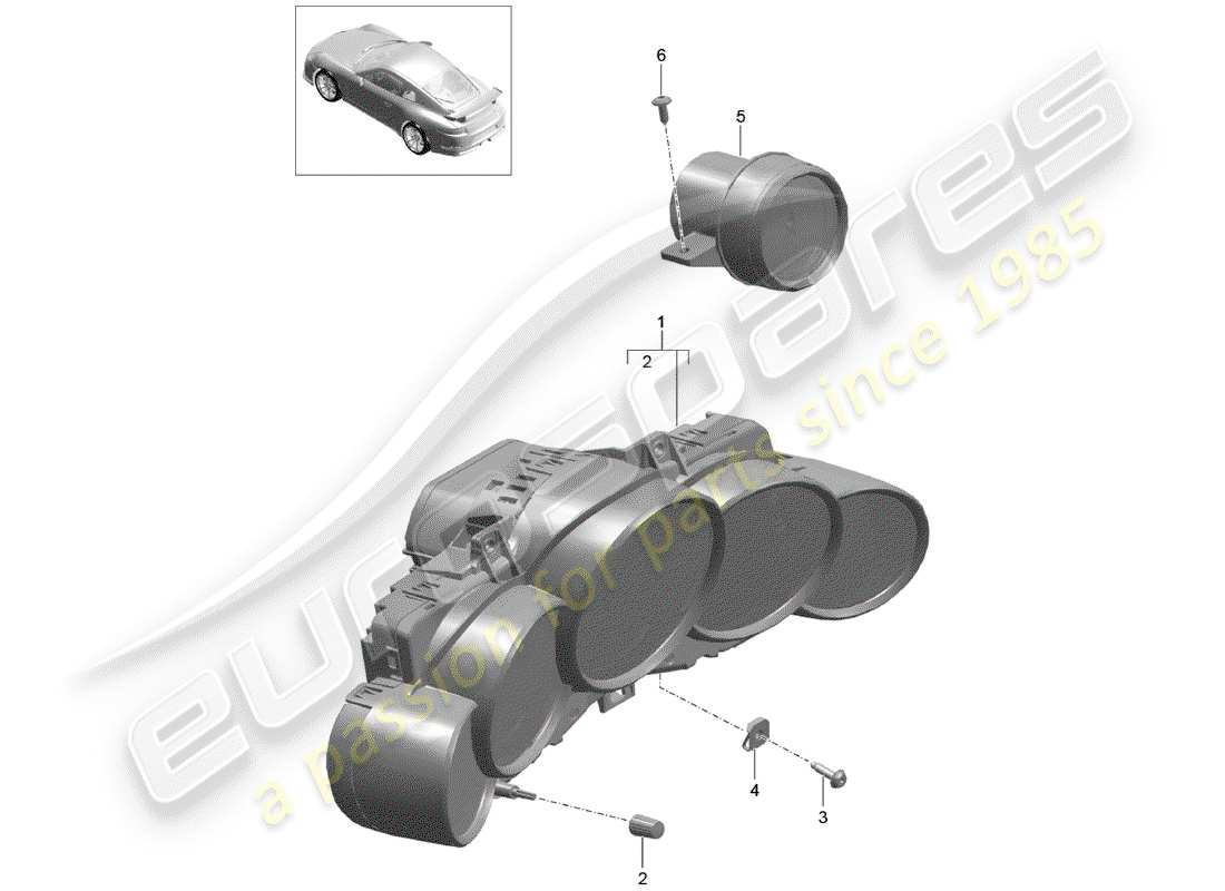 porsche 2015 (991-1 r/gt3/rs) groupe d'instruments schéma des pièces