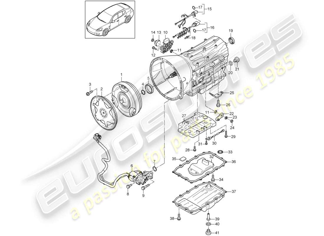 porsche 2010 (cayenne e1 9pa) boîte de vitesses tiptronic pièces détachées schéma des pièces