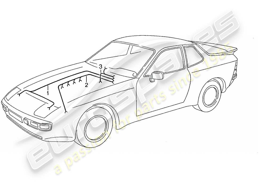 porsche 1990 (944) faisceau de cablage - moteur - chauffage - climatiseur schéma des pièces