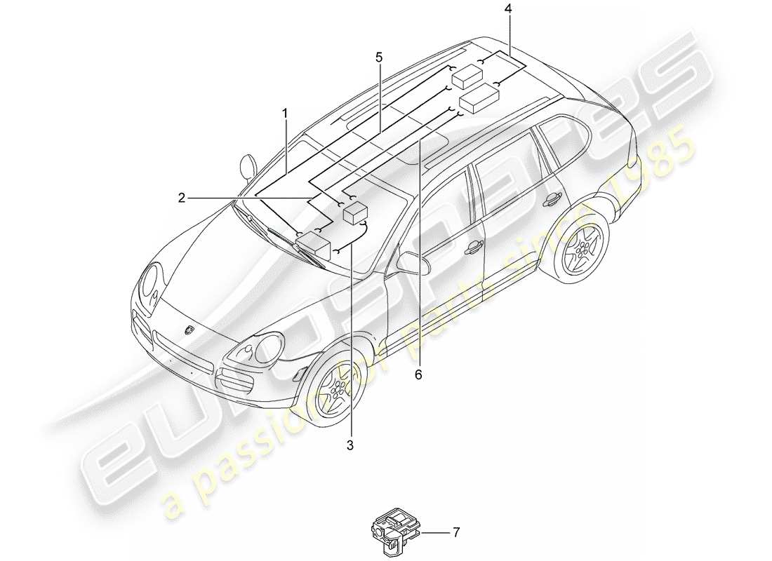 porsche 2003 (cayenne e1 9pa) fibre optique légère schéma des pièces