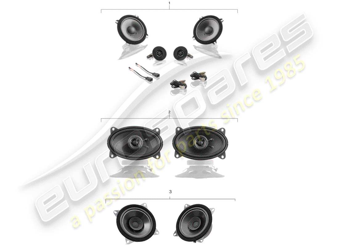 porsche 2008 (accessories) porsche classic - kit haut-parleurs - système sonore schéma des pièces