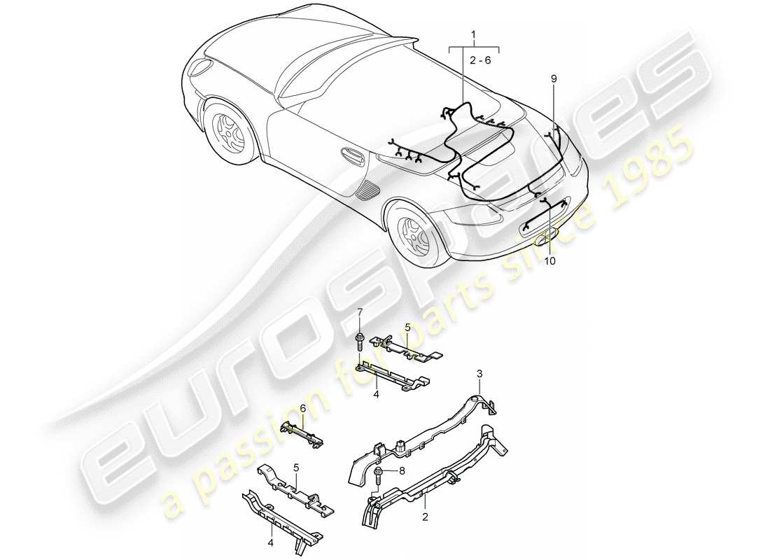 porsche 2009 (987 boxster) faisceaux de câbles schéma des pièces