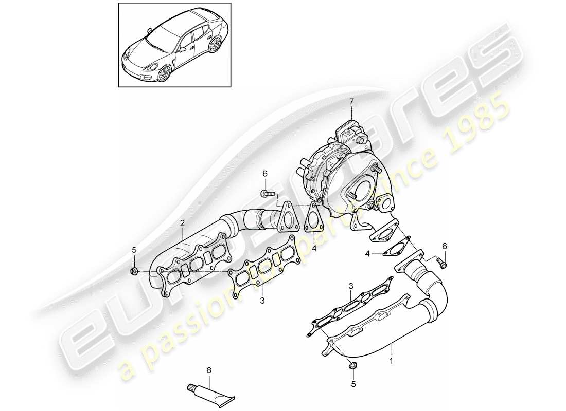 porsche 2010 (panamera 970) système d'échappement schéma des pièces