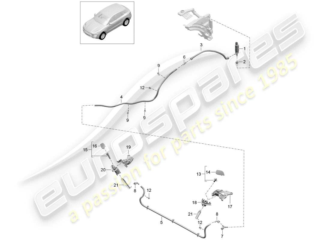 porsche 2014 (macan) système de lave- rondelle schéma des pièces