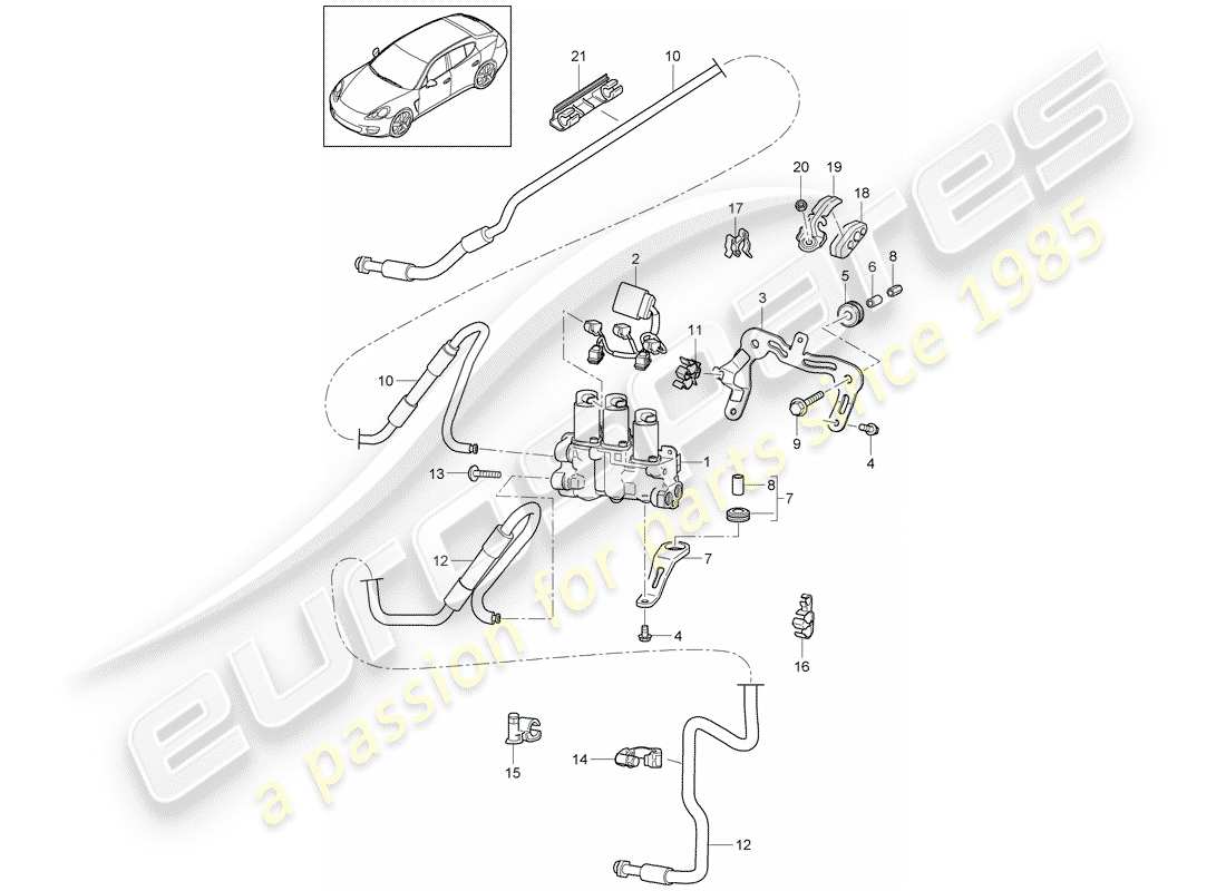 porsche 2010 (panamera 970) schéma des pièces du stabilisateur