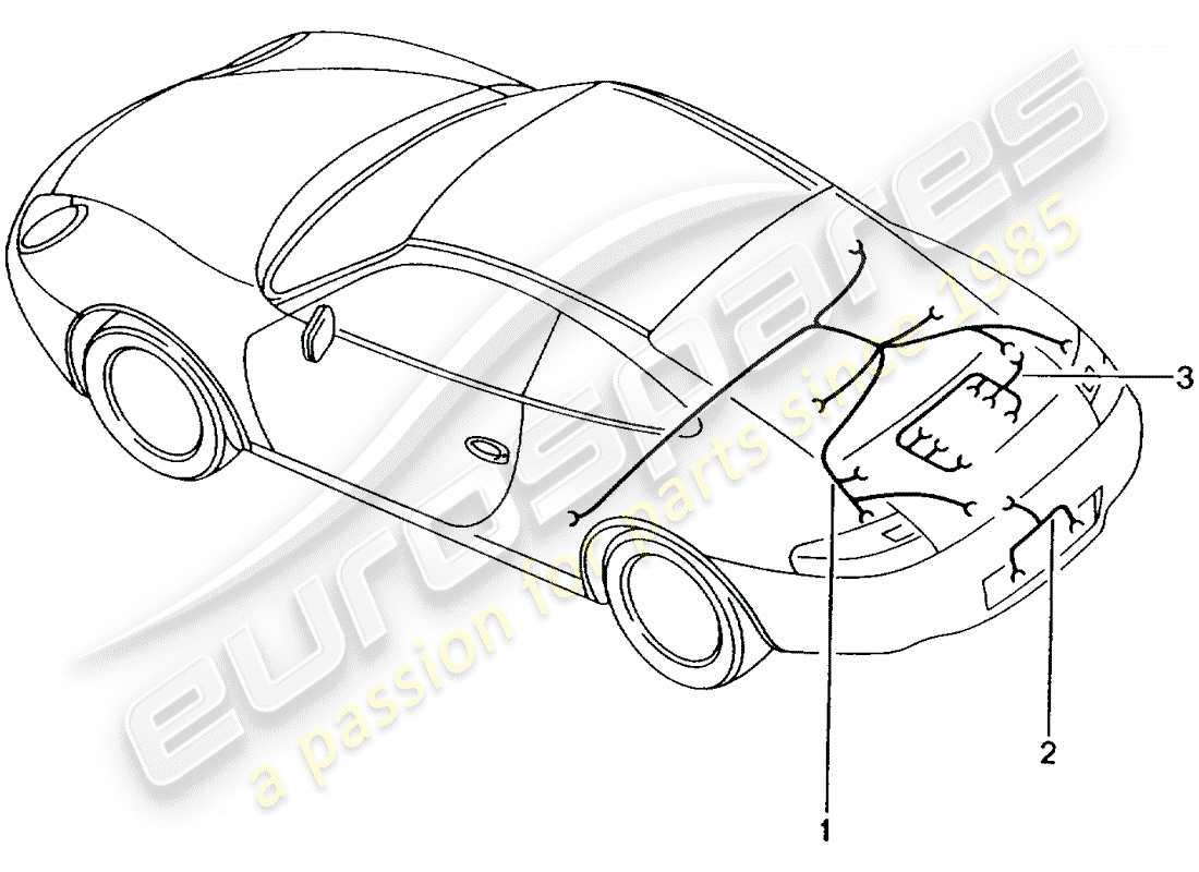 porsche 2002 (996 gt3) faisceau de fils - arrière - éclairage de plaque d'immatriculation - moteur - kit de réparation - système de frein antiblocage. -abs- - indicateur d'usure de plaquettes de frein - essieu arrière schéma des pièces
