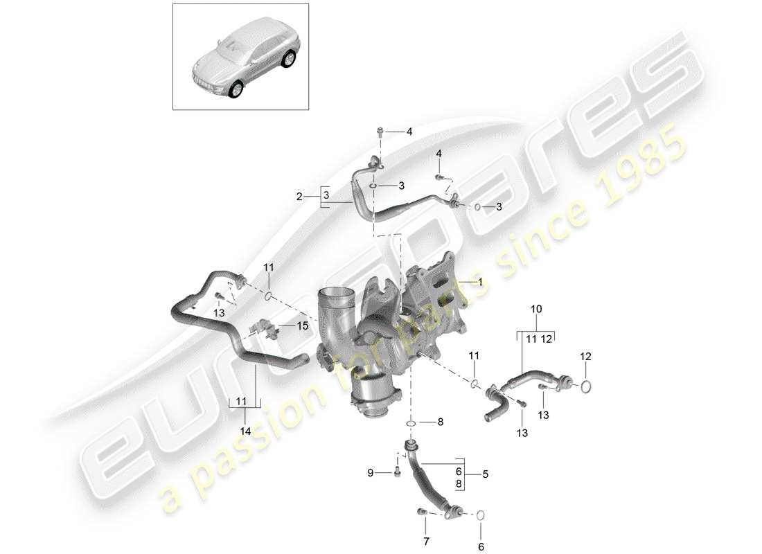 porsche 2016 (macan) conduite de pression d'huile schéma des pièces