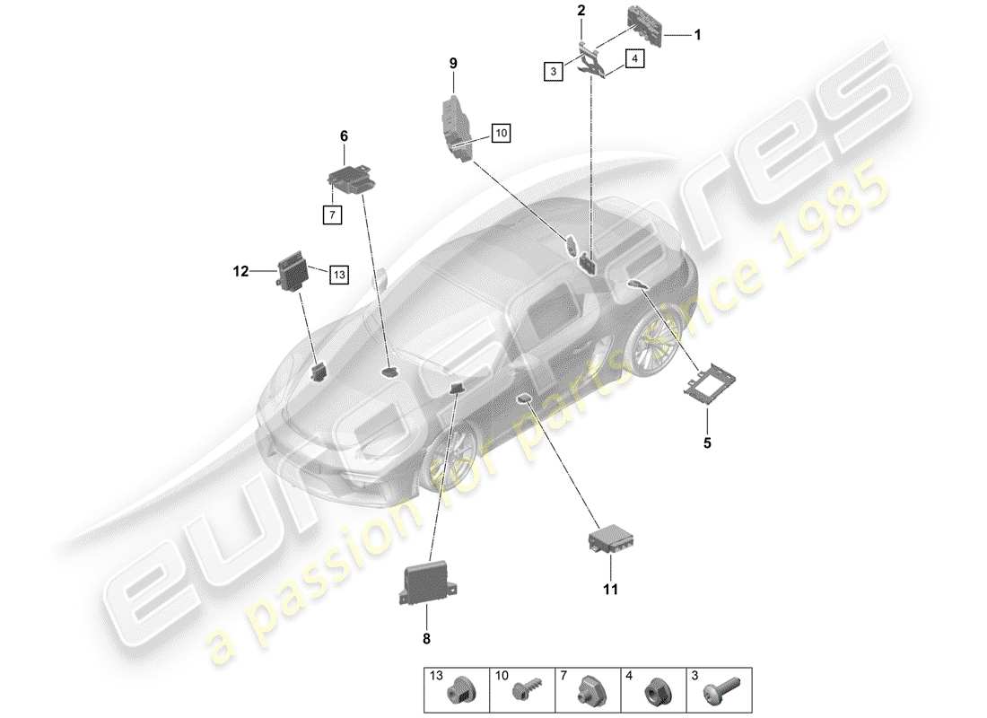 porsche 2020 (718 boxster spyder) unités de commande schéma des pièces