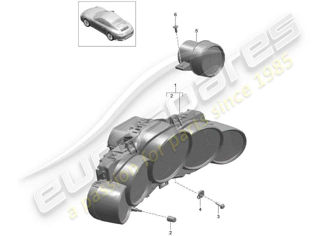 porsche 2020 (991-2) groupe d'instruments schéma des pièces