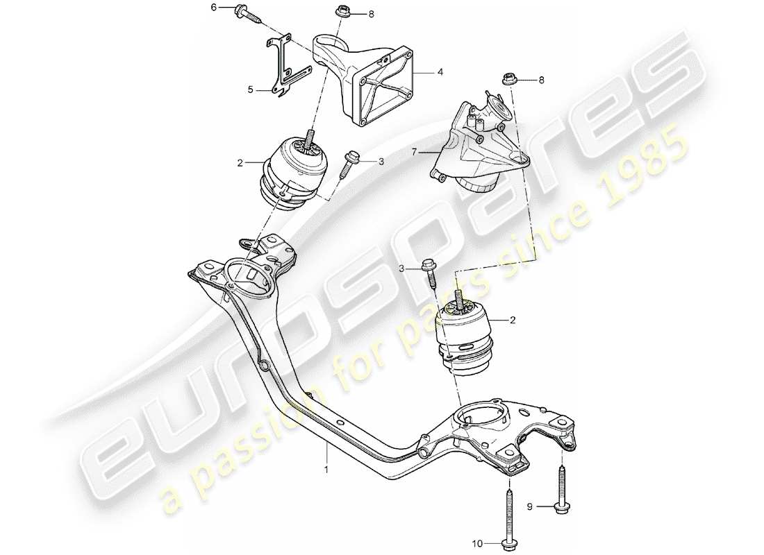 porsche 2004 (cayenne e1 9pa) attaque de levage du moteur schéma des pièces