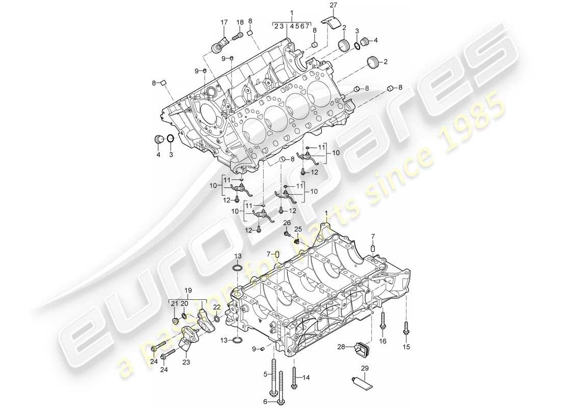porsche 2010 (cayenne e1 9pa) carter moteur schéma des pièces