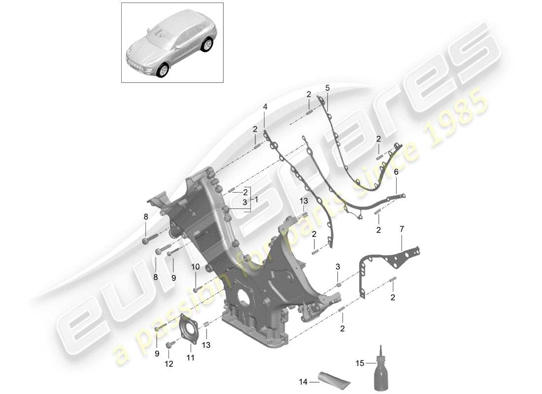 porsche 2015 (macan) couvercle du carter de distribution schéma des pièces