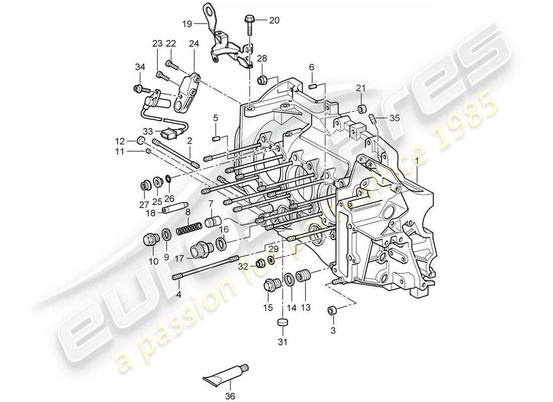 porsche 2008 (997-1 gt3) carter moteur schéma des pièces