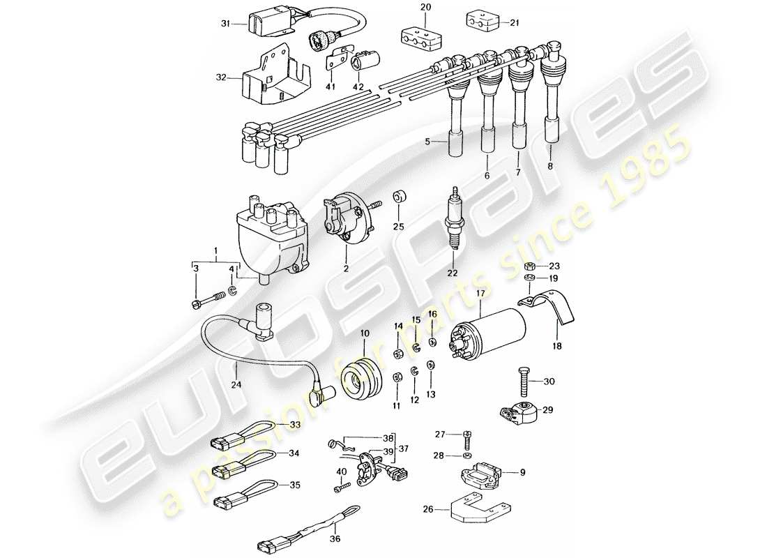 porsche 1990 (944) électrique du moteur 1 schéma des pièces