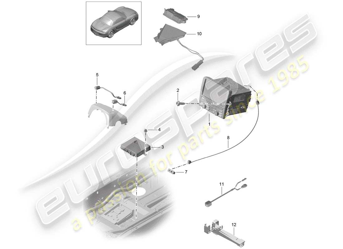 porsche 2012 (981 boxster) unité de commande schéma des pièces