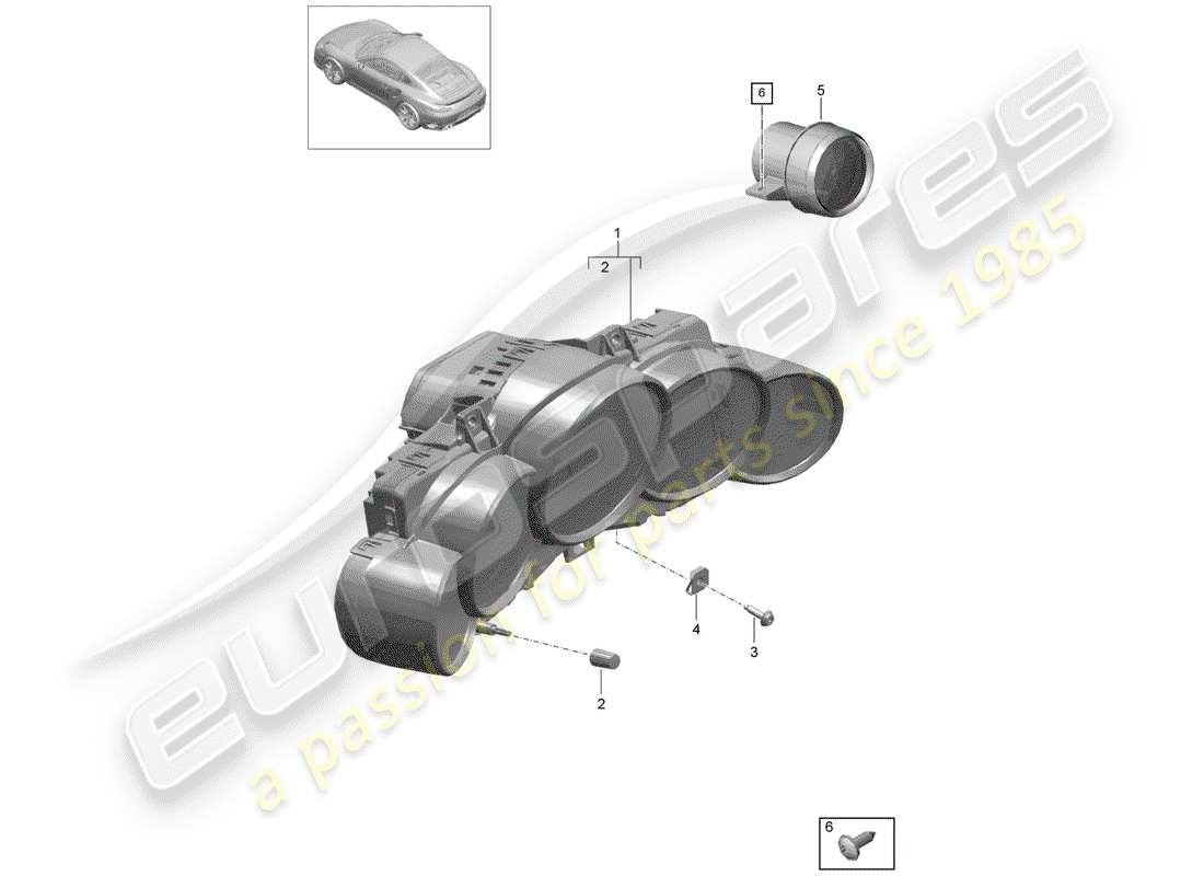 porsche 2014 (991-1 turbo) groupe d'instruments schéma des pièces