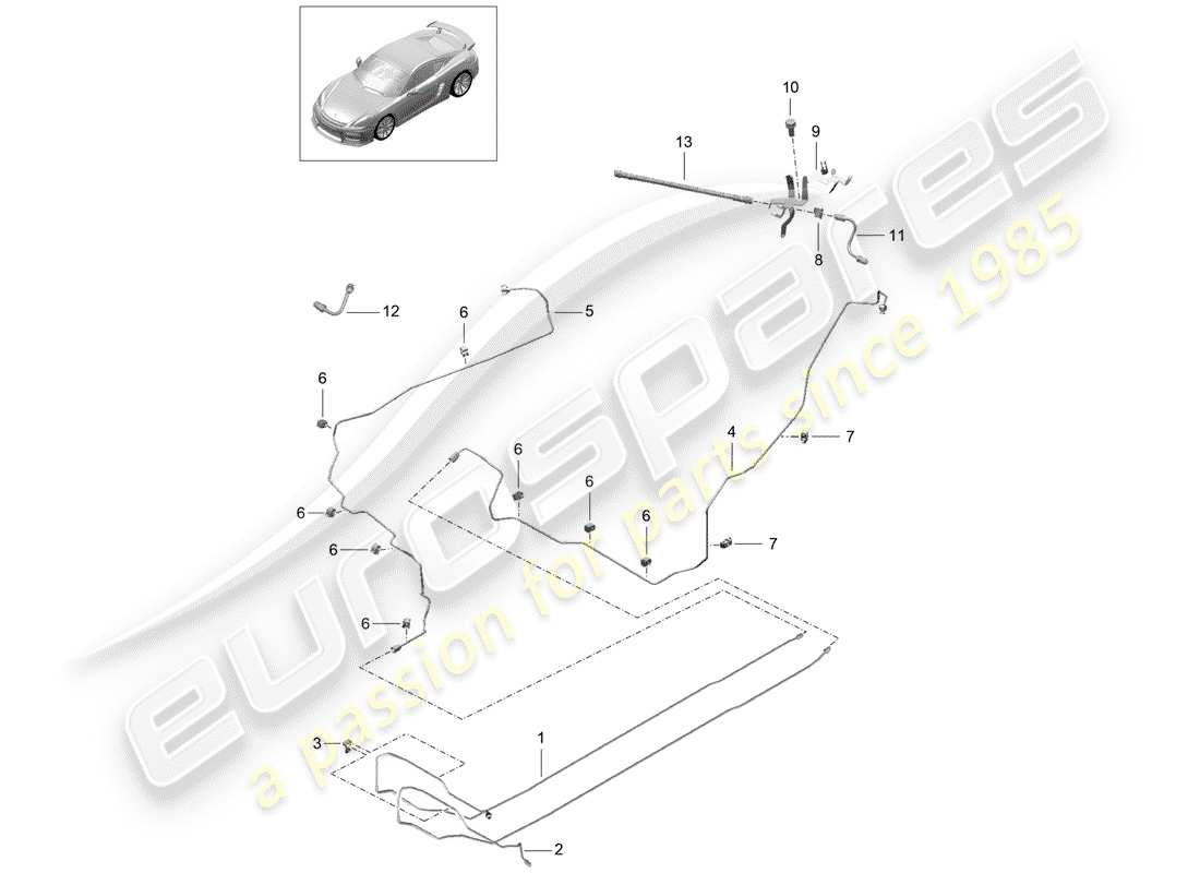 porsche 2016 (981 cayman gt4) conduites de frein schéma des pièces