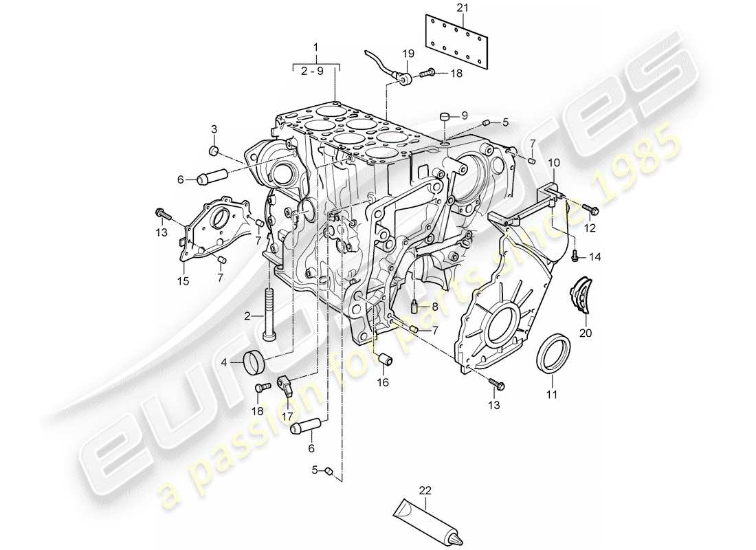 porsche 2010 (cayenne e1 9pa) carter moteur schéma des pièces