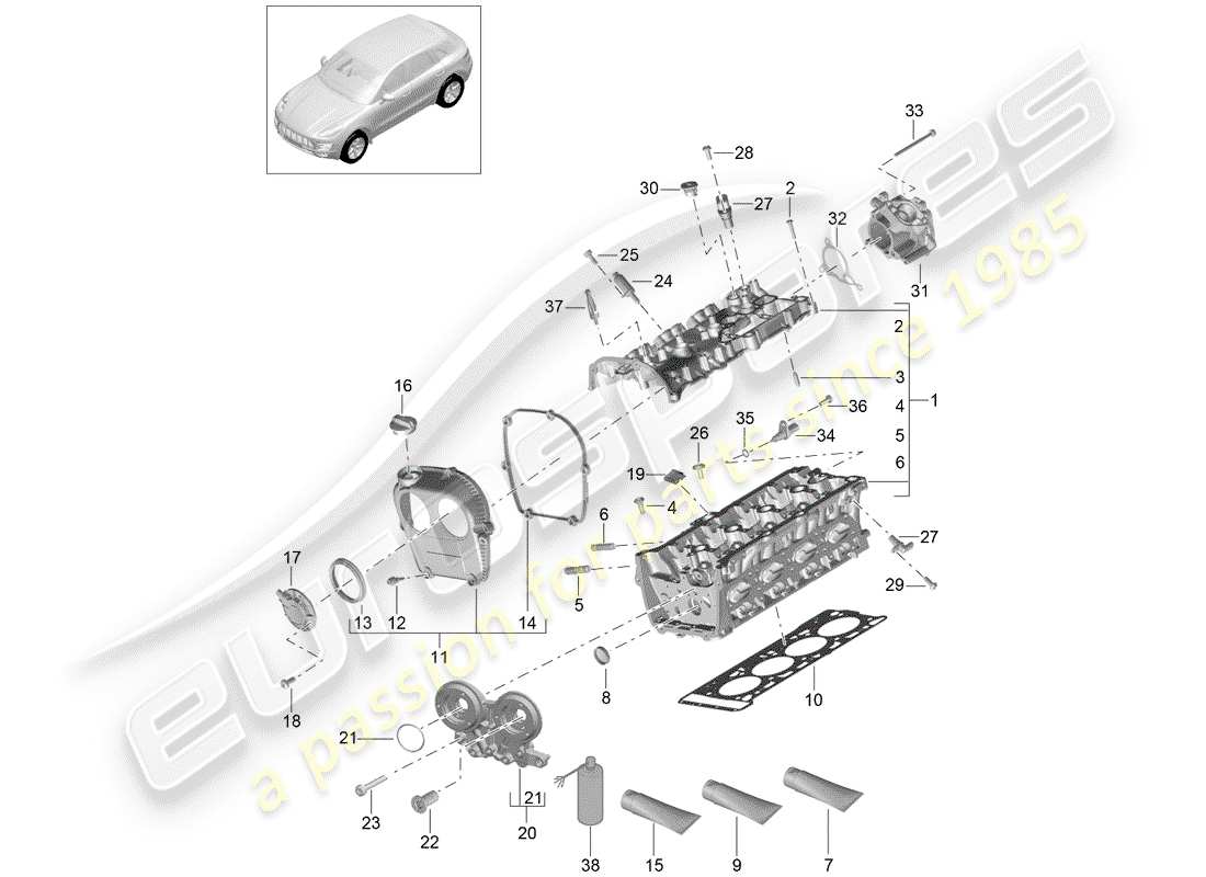 porsche 2015 (macan) culasse schéma des pièces
