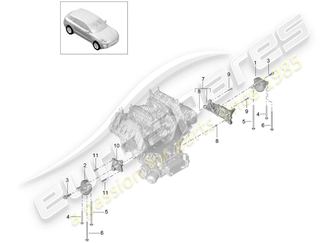 porsche 2015 (macan) matériel de levage de moteur schéma des pièces
