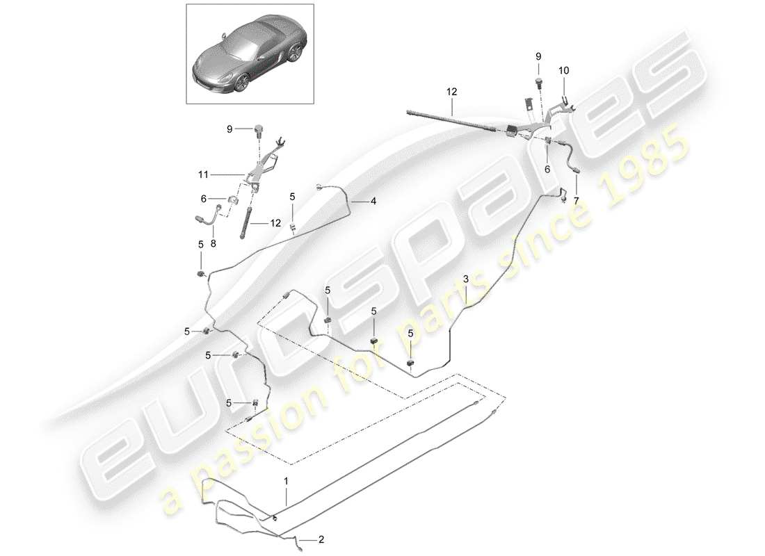 porsche 2015 (981 boxster) conduites de frein schéma des pièces